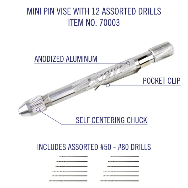 Mini étau à broches avec 12 embouts assortis EXL70003