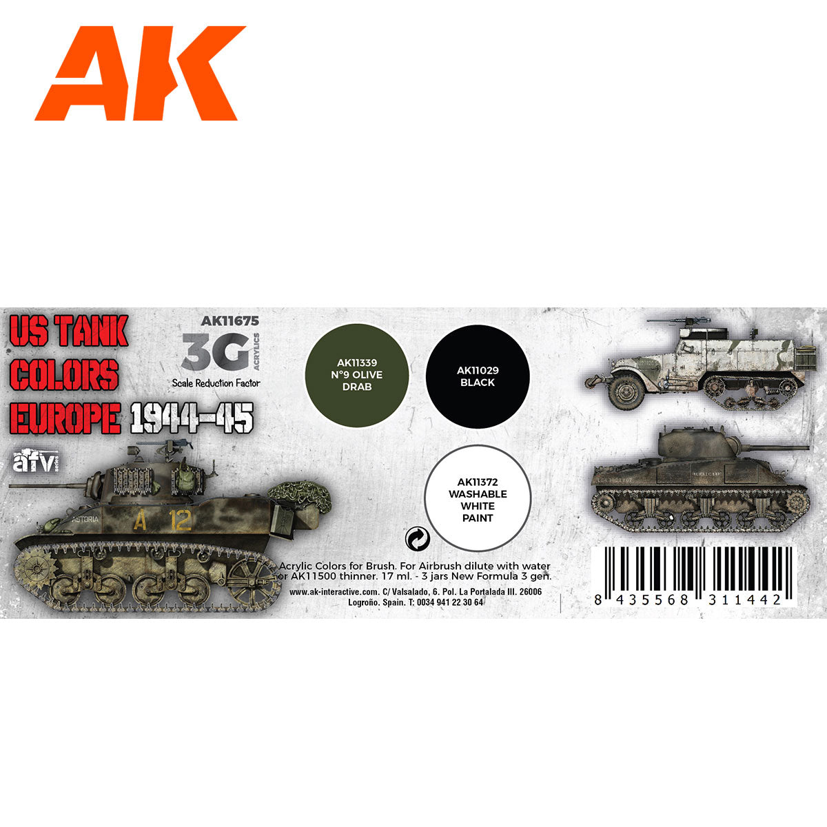 AK 3rd Gen US Tank Colors Europe 1944-45 (AK11675)