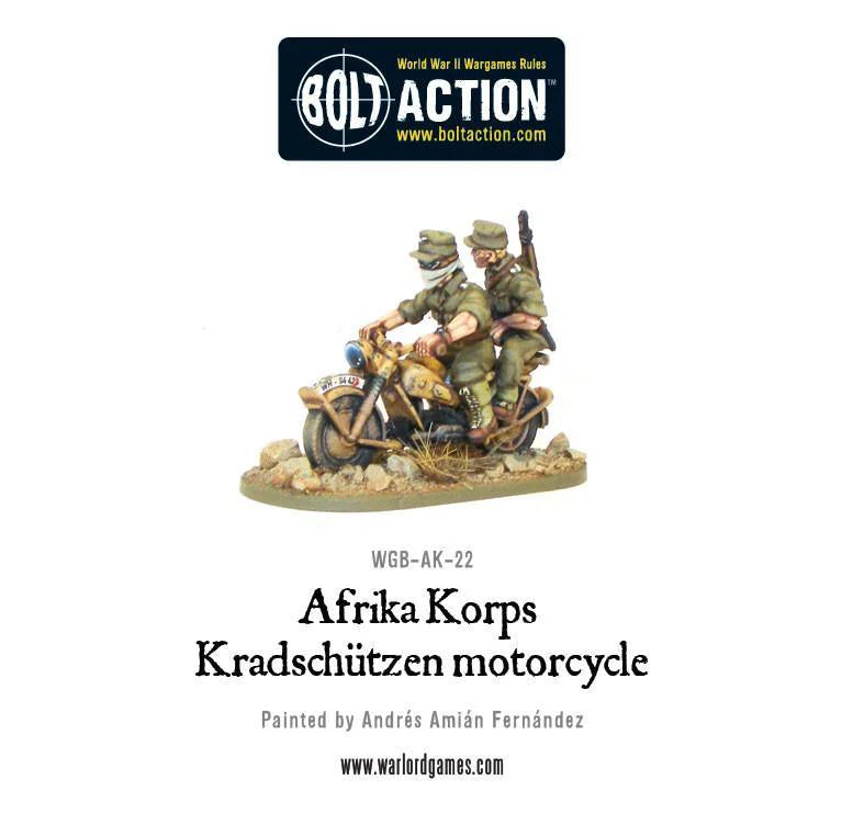 Bolt Action Afrika Korps Kradschutzen Motorcycle 1/56 (WGB-AK-22)