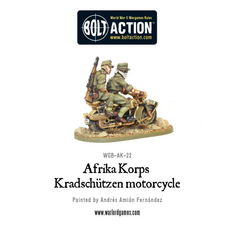 Bolt Action Afrika Korps Kradschutzen Motorcycle 1/56 (WGB-AK-22)