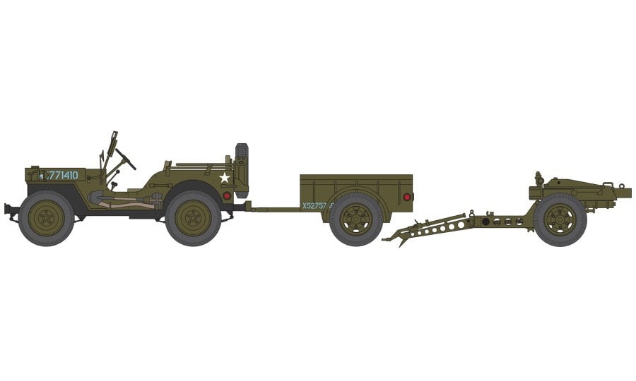 Airfix Willys Jeep, Trailer and Howitzer 1/72 ARX2339