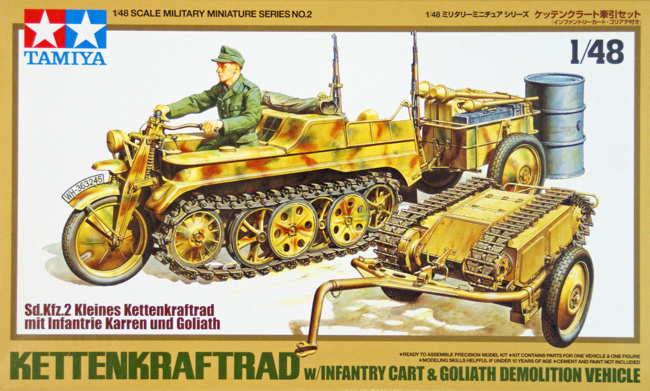 Tamiya Kettenkrad W/Cart & Goliath Vehicle 1/48 (32502)