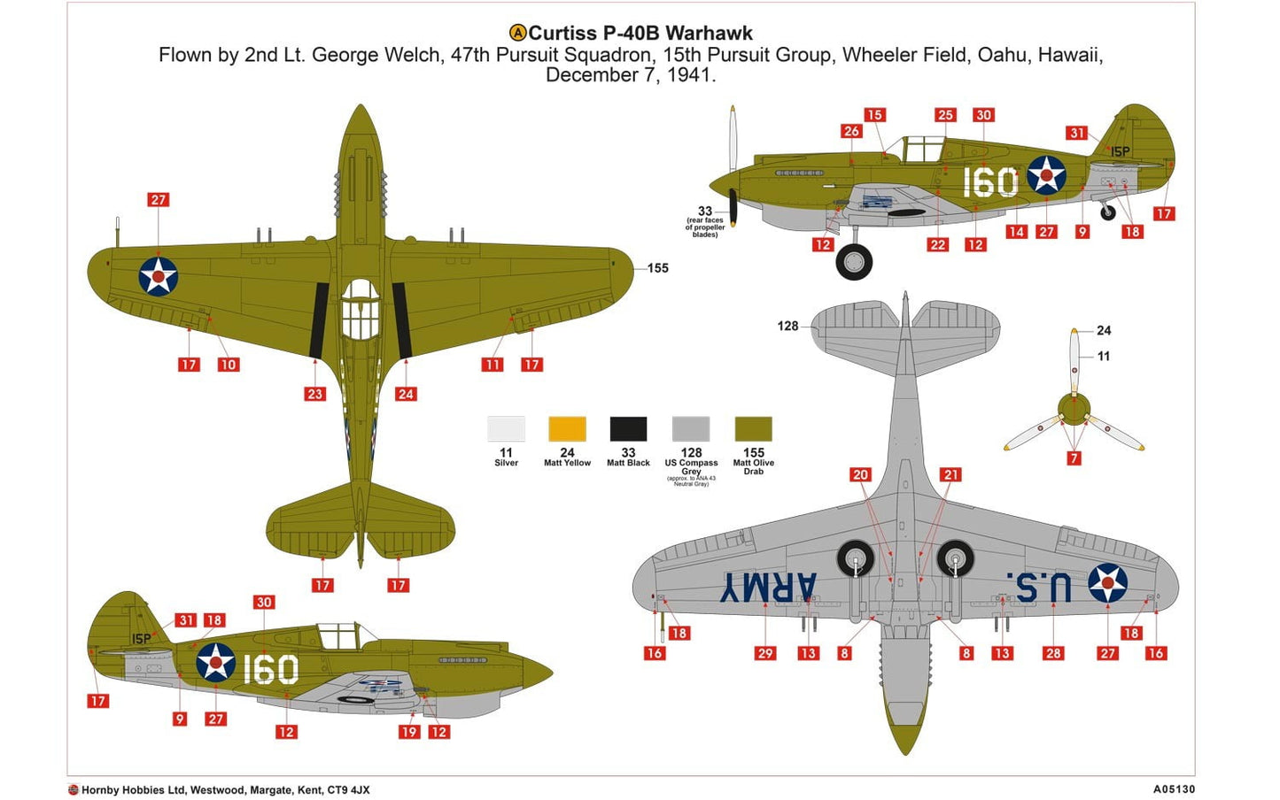 Airfix Curtis P-40B Warhawk 1/48 ARX5130