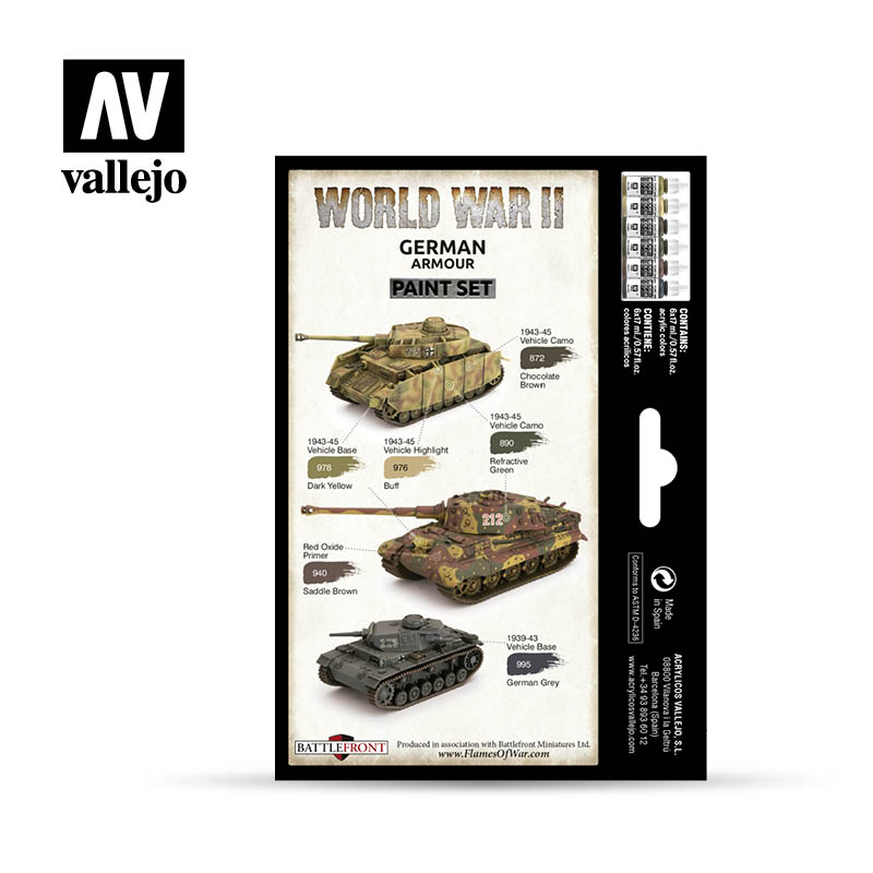 Coffret de peintures pour blindés allemands de la Seconde Guerre mondiale (6) VAL70205