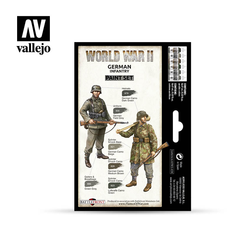 WWII German Infantry Paint Set (6) VAL70206