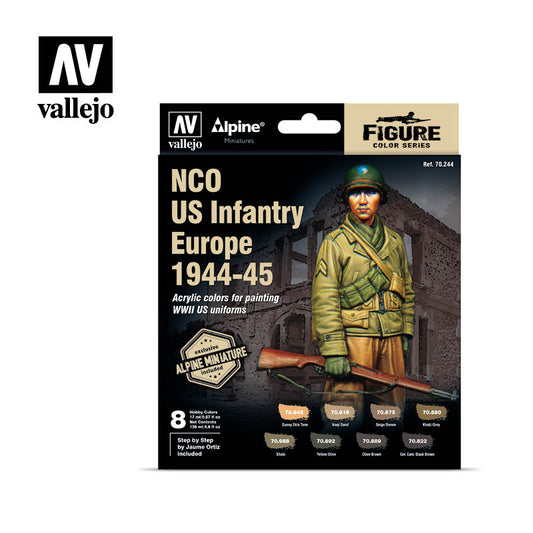 NCO US Infantry Europe 1944-1945 Paint Set (8) VAL70244