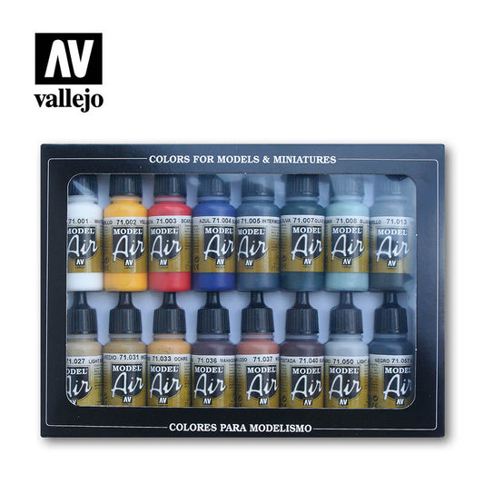 Vallejo Model Air Basic Colors Set AIR 16pc VAL71178