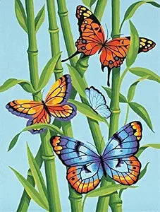 Paint By Number Butterflies and Bamboo 9"x12" DIM91258 INTERMEDIATE