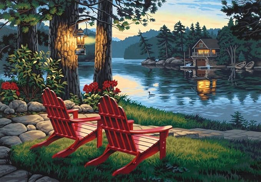 Paint By Number Adirondack Evening 20"x14" DIM91357