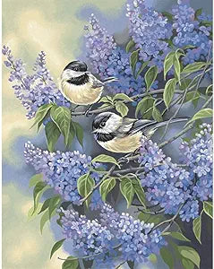 Paint By Number Chickadees and Lilacs 11"x14" DIM91361