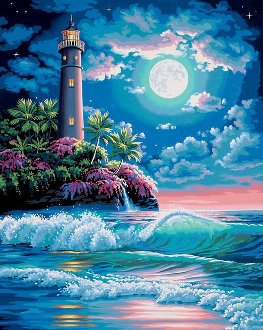 Paint By Number Lighthouse in Moonlight 16"x20" DIM91424