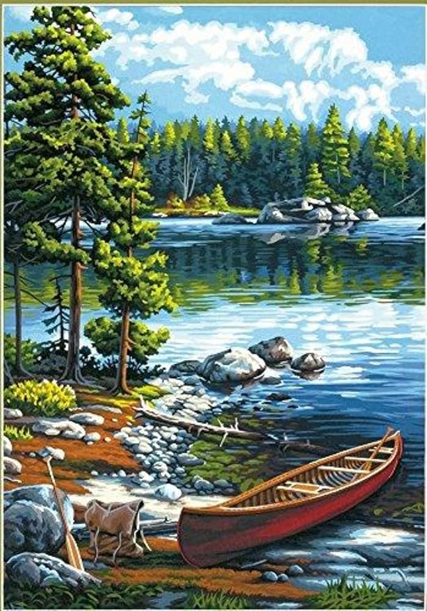 Paint By Number Canoe by the Lake 14"x20" DIM91446