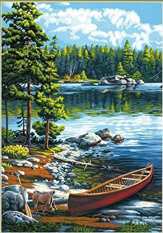 Paint By Number Canoe by the Lake 14"x20" DIM91446