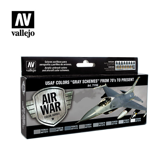 Maquettes Vallejo Model Air, schémas de couleurs USAF gris des années 70 à nos jours, VAL71156