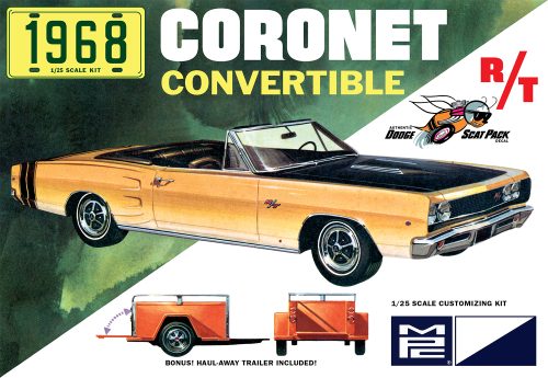 Dodge Coronet Cabriolet 1968 avec remorque 1/25 MPC978