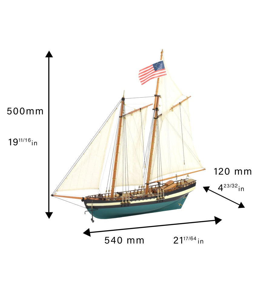 American Schooner Virginia. 1:41 Wooden Model Ship Kit (22115)
