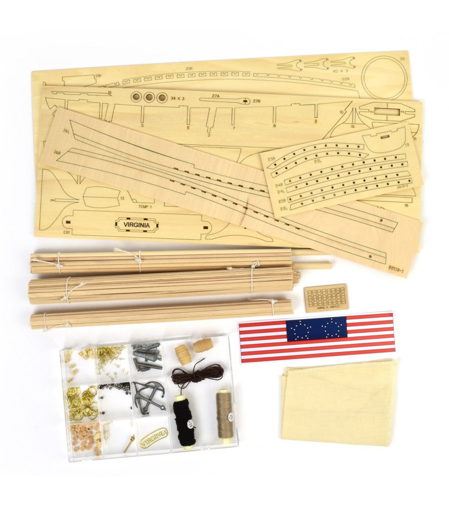 American Schooner Virginia. 1:41 Wooden Model Ship Kit (22115)