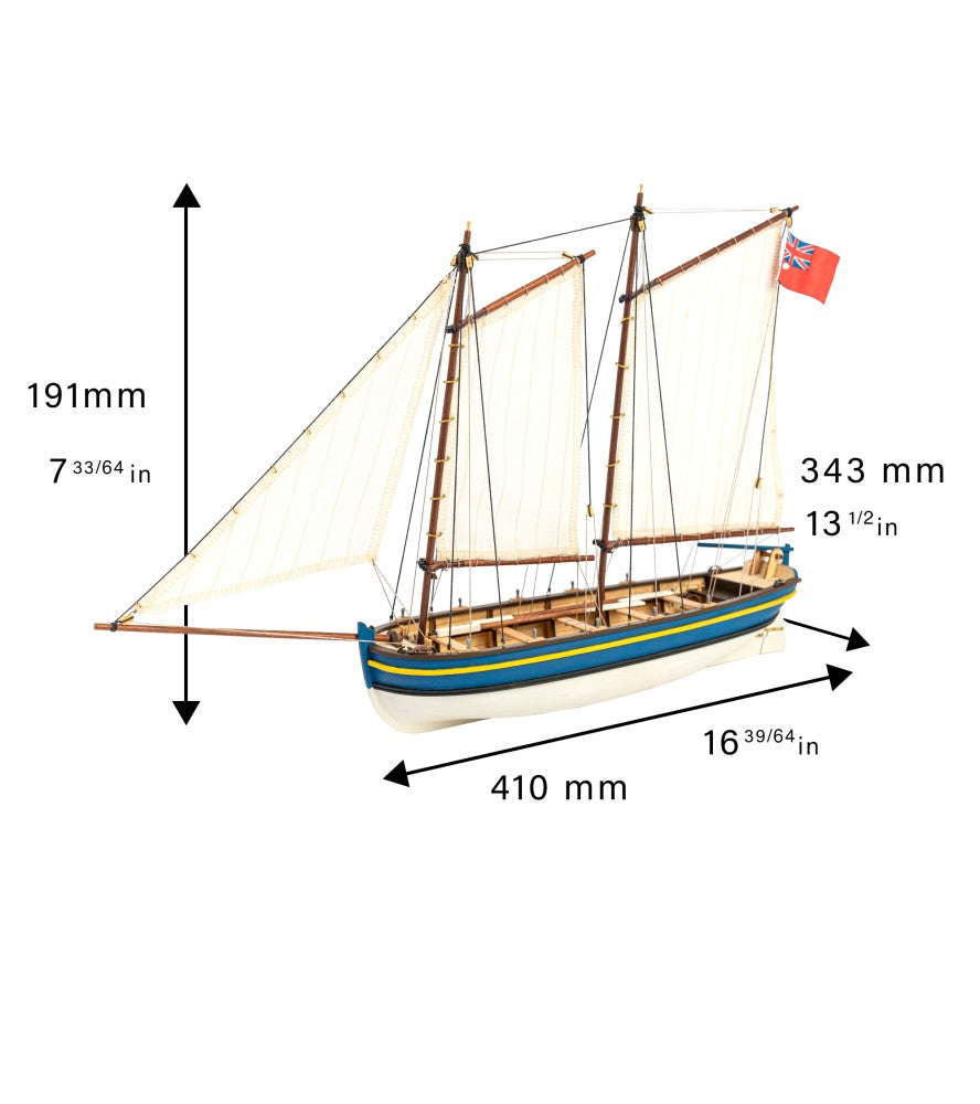 Doris Saint-Malo. Maquette de bateau de pêche en bois à l'échelle 1:20 (19010)