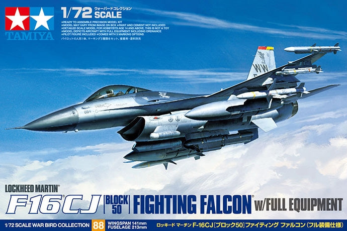 Tamiya F-16 Cj Fighting Falcon W/Full Equipment 1/72 (60788)