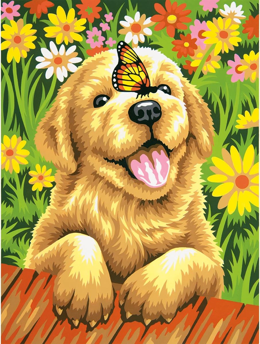 Paint By Number Puppy Gardener 9"x12" DIM91427 INTERMEDIATE