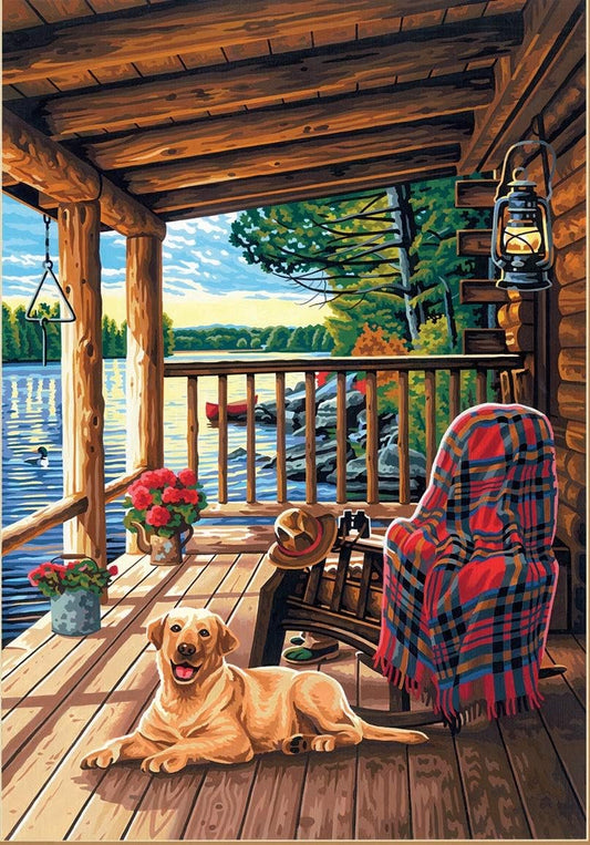 Paint By Number Log Cabin Porch 14"x20" DIM91674