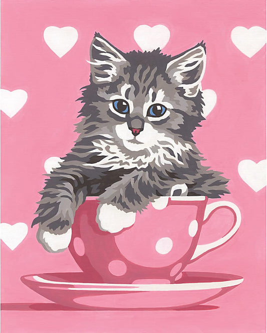 Paint By Number Kitten in Teacup 8"x10" DIM91691 BEGINNER