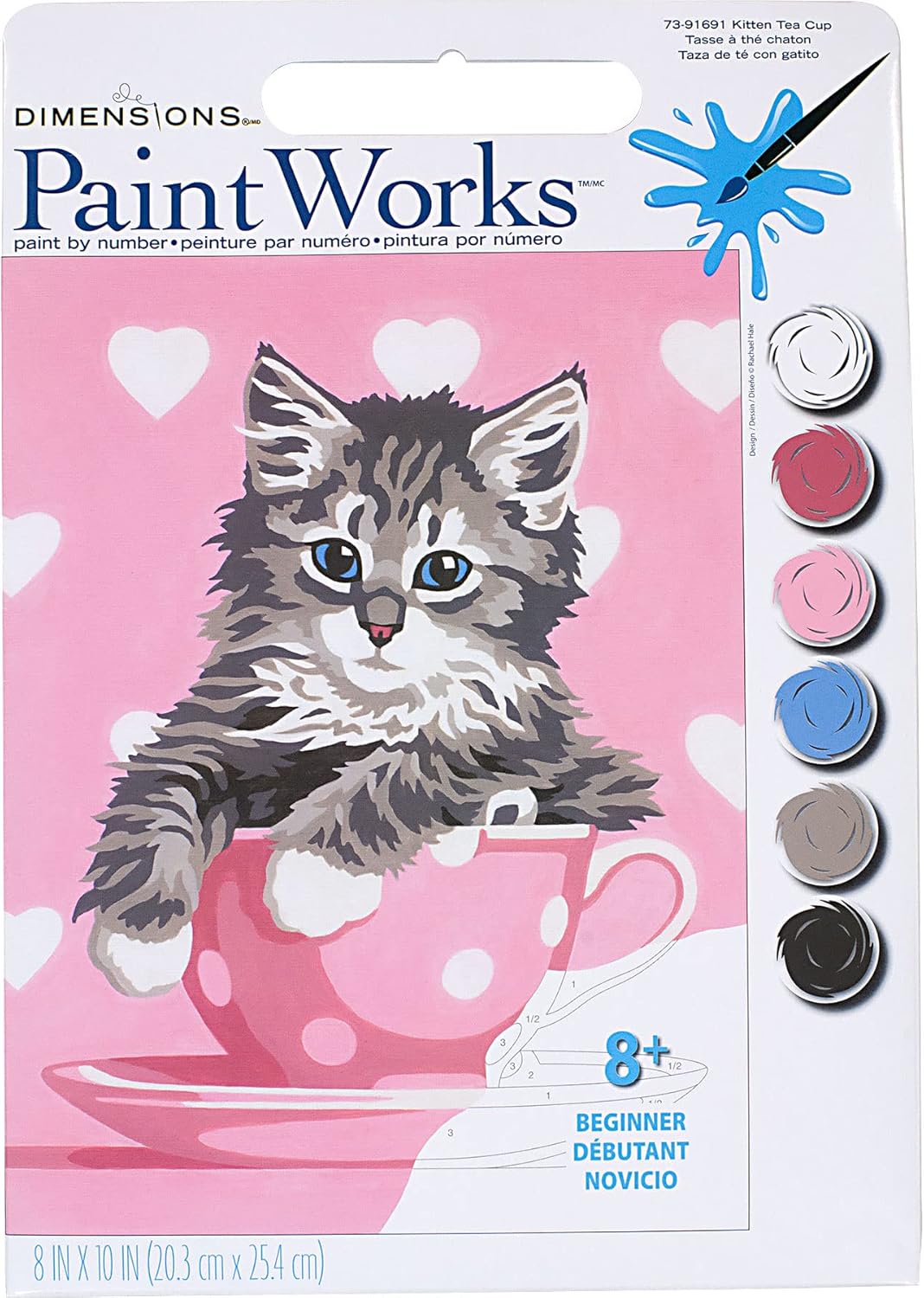 Paint By Number Kitten in Teacup 8"x10" DIM91691 BEGINNER