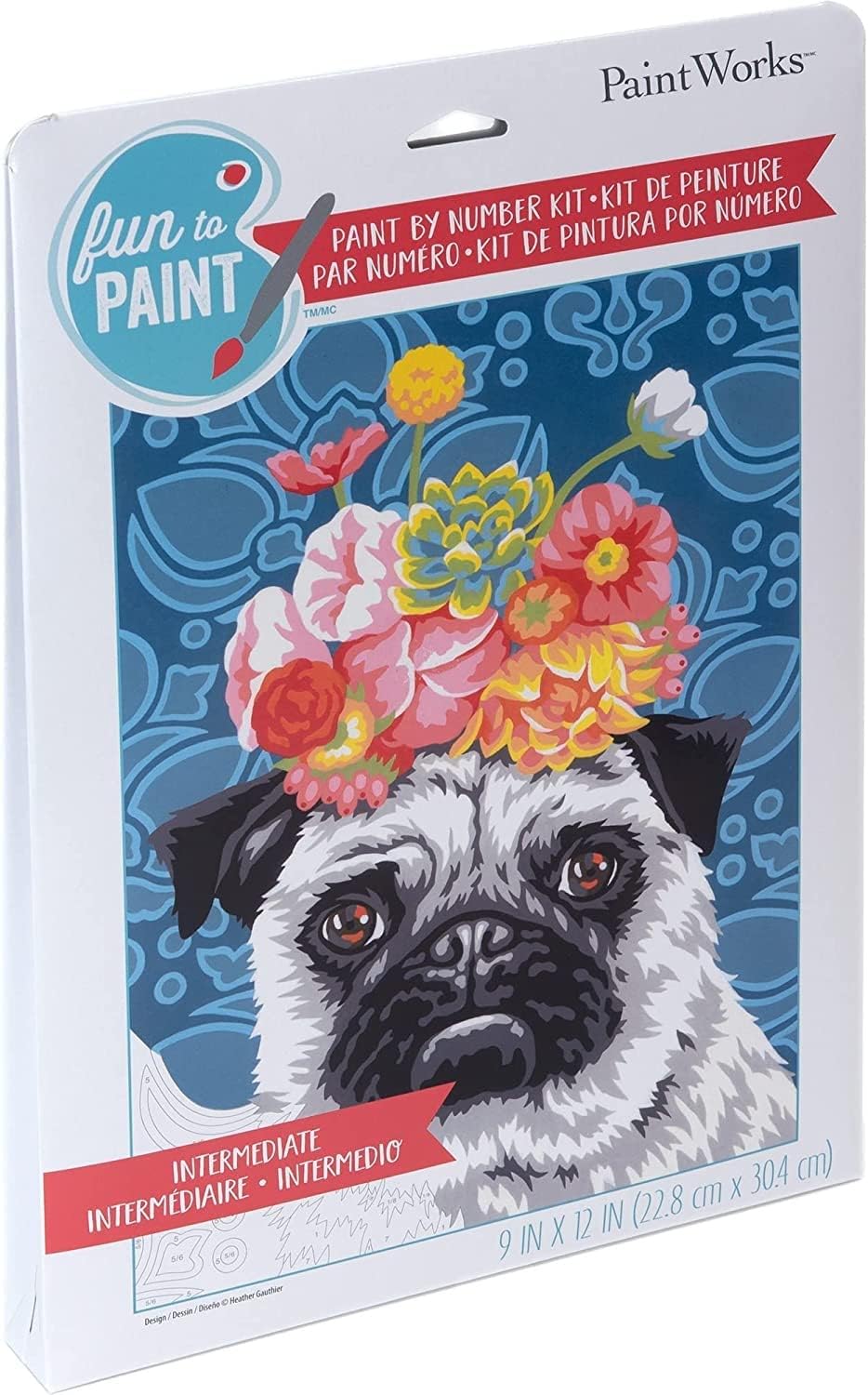 Paint By Number Floral Pug 9"x12" DIM91809 INTERMEDIATE