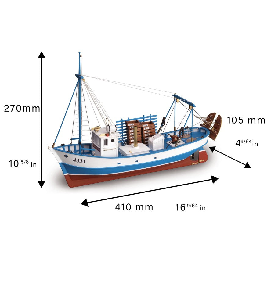 Doris Saint-Malo. Maquette de bateau de pêche en bois à l'échelle 1:20 (19010)