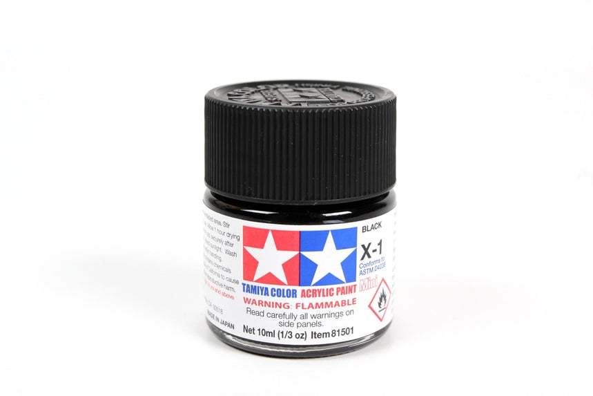 Flacon acrylique noir Tamiya X1 10 ml TAMX1