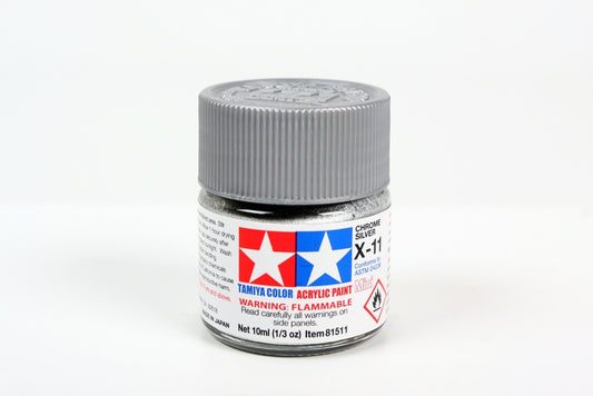 Flacon acrylique argent chromé Tamiya X11 10 ml TAMX11