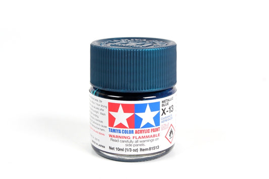 Flacon acrylique bleu métallisé Tamiya X13 10 ml TAMX13