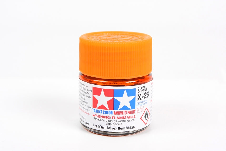 Flacon acrylique transparent orange Tamiya X26 10 ml TAMX26