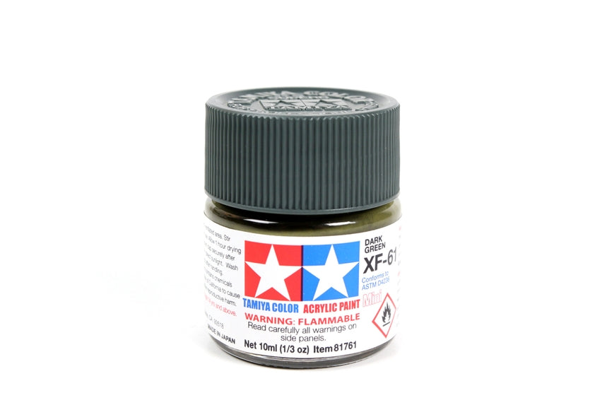 Bouteille acrylique vert foncé Tamiya XF61 10 ml TAMXF61